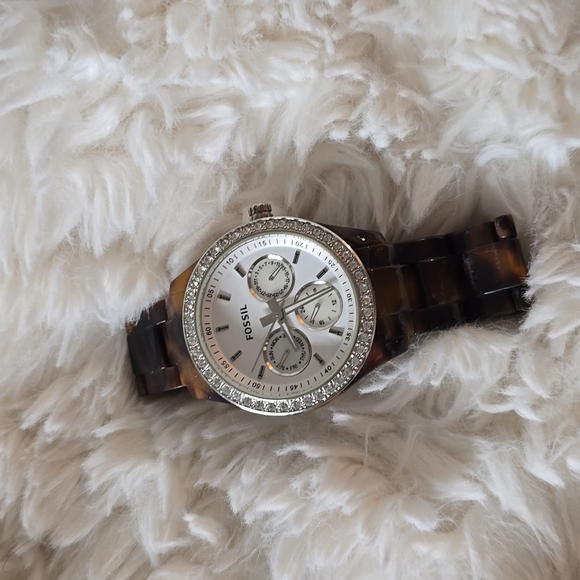 Fossil Stella Tortise Watch Brown Silver 50$